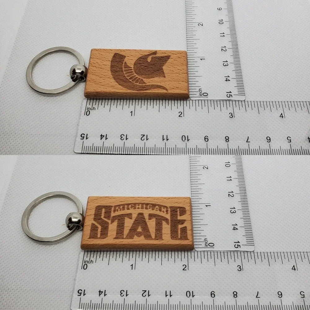 STATE FOOTBALL MICHIGAN‎ one custom wood keychain laser burned